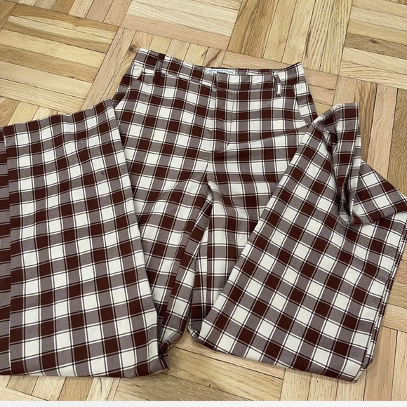 Pants - Plaid brown and cream pants